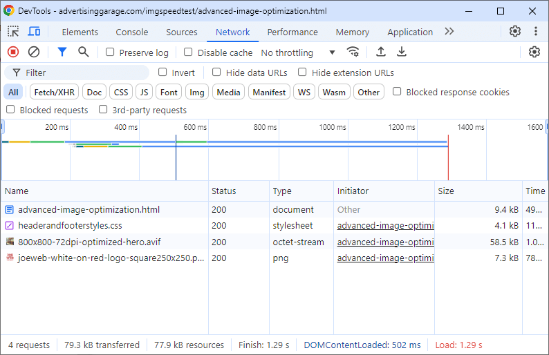 joeweb.com image optimization test page 4 - picture tag with srcset